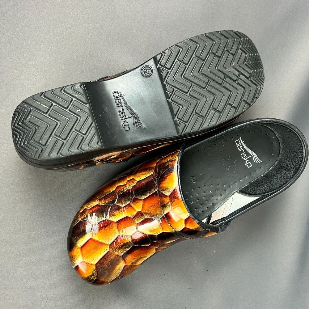 Dansko Professional Tiger Eye Patent Leather Snake Skin Print Clog EU 40 US 10 - Picture 14 of 16